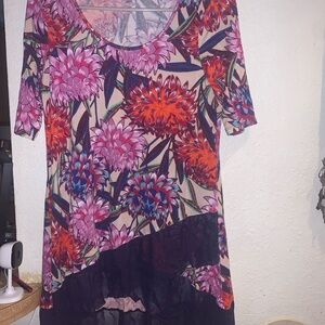 Cupio Floral Scoop Neck Pink Orange Purple Tunic